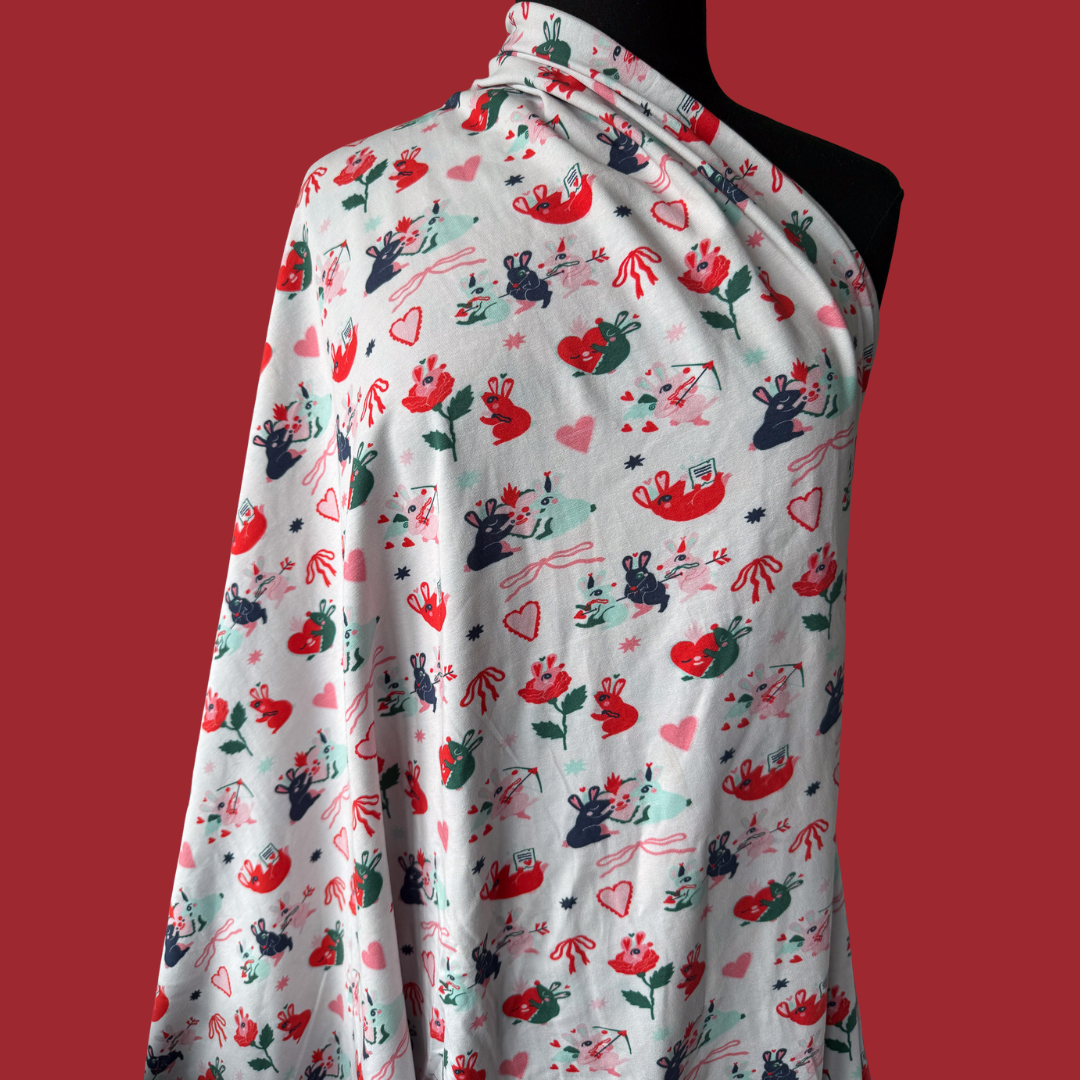 Bunnies in Love - Collab Print Run with So Lazo - Wide Cotton Jersey