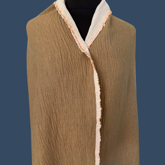 Sashiko-Textured Linen–Cotton in Kelp