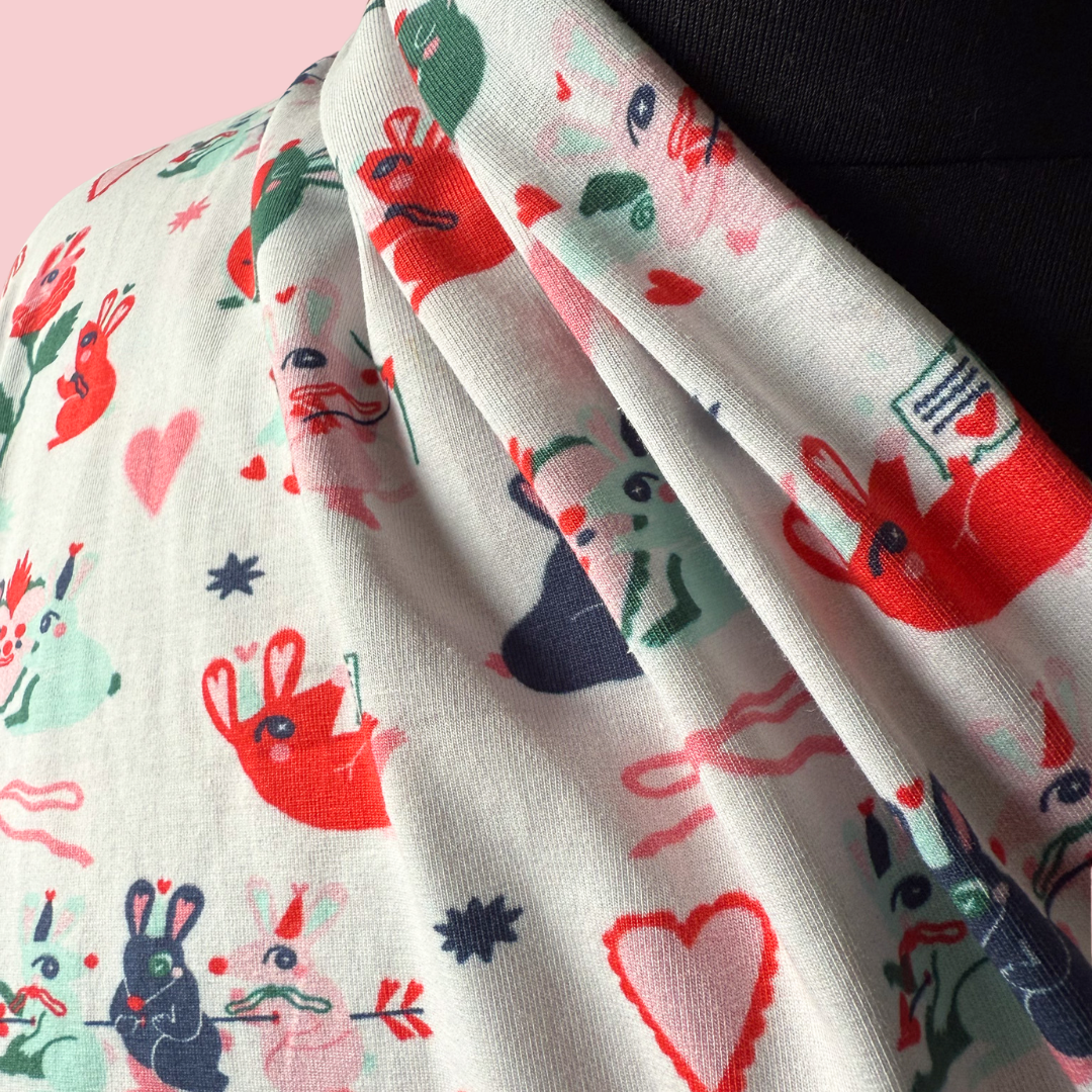 Bunnies in Love - Collab Print Run with So Lazo - Wide Cotton Jersey