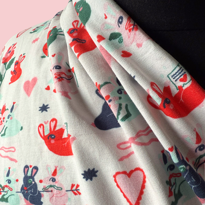 Bunnies in Love - Collab Print Run with So Lazo - Wide Cotton Jersey