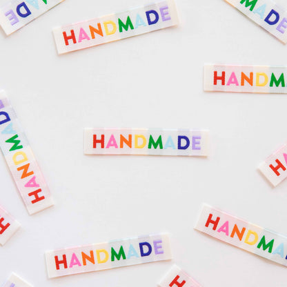 'Handmade' Woven Sewing Labels - Rainbow Colors