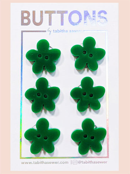 Green Flower Buttons (0.75")