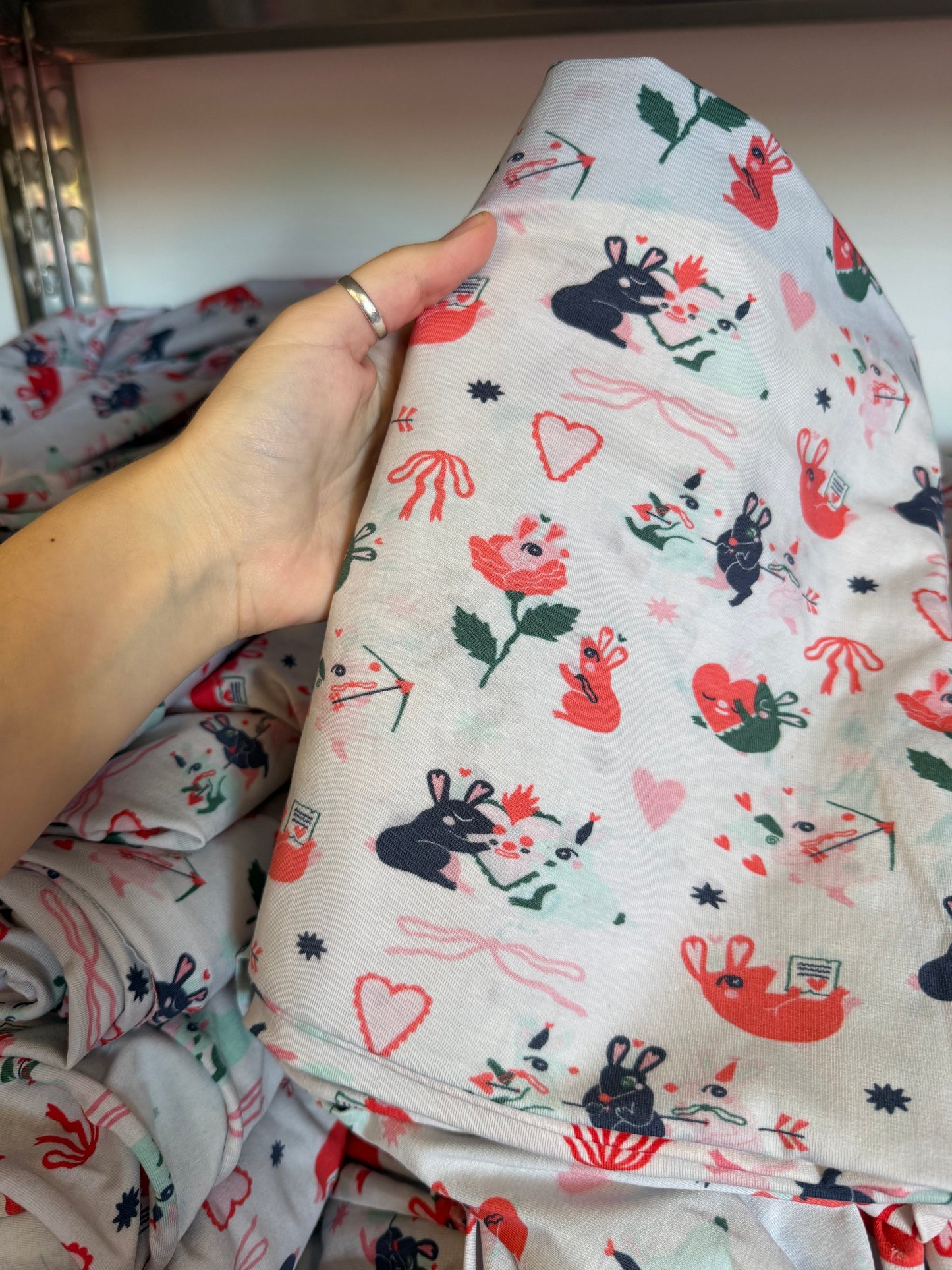 B-grade yardage* Bunnies in Love - Collab Print Run with So Lazo - Wide Cotton Jersey
