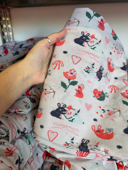 B-grade yardage* Bunnies in Love - Collab Print Run with So Lazo - Wide Cotton Jersey