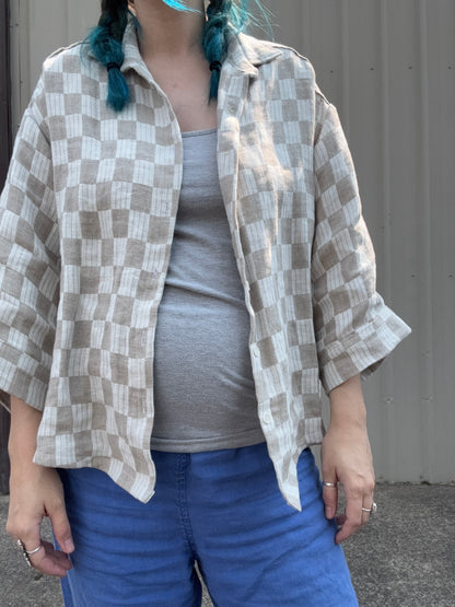 Checker Double Cloth Linen in Ivory