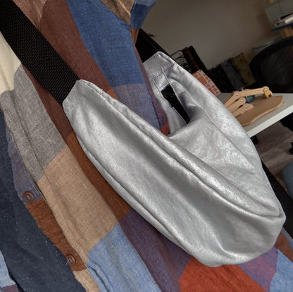 Metallic Silver Cotton Denim - Deadstock