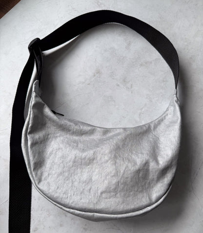 Metallic Silver Cotton Denim - Deadstock