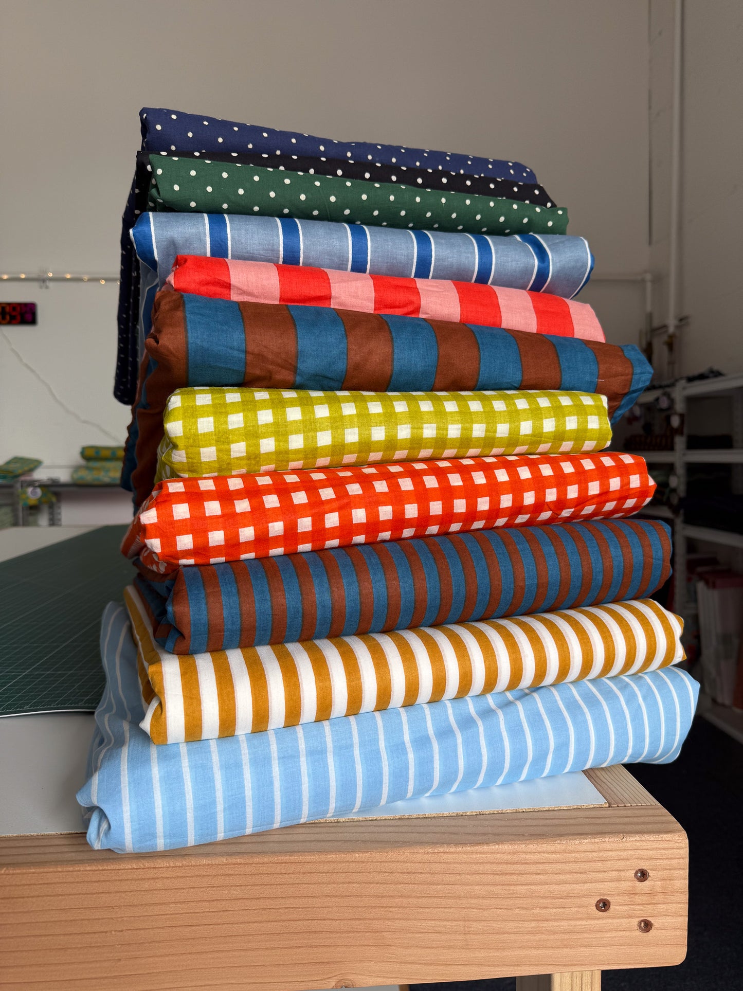 Small Stripe in Caramel - Screen Print Cotton