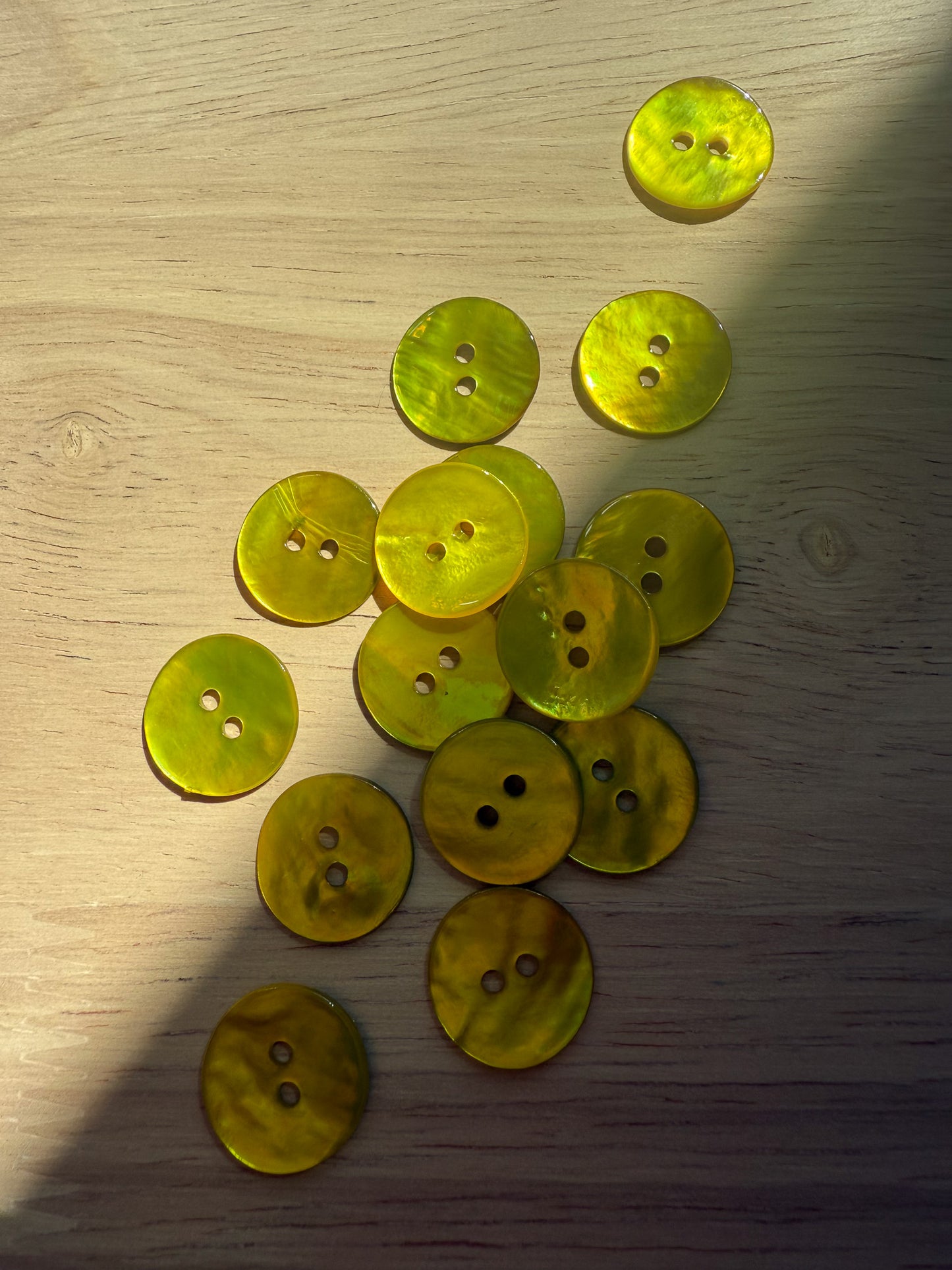 Yellow Agoya Shell Buttons - 0.6" (sold by the button)