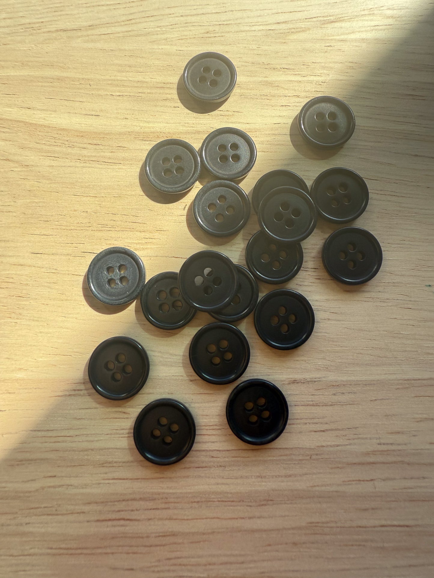 Black Corozo Shirting Buttons - 0.5" (sold by the button)