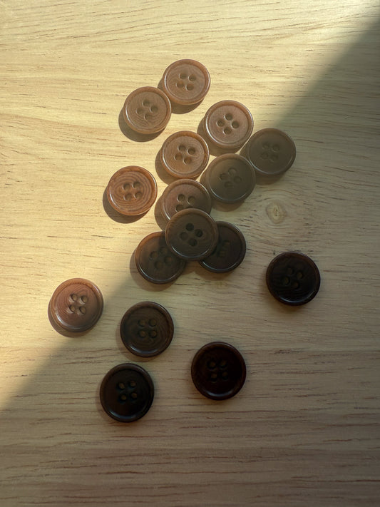 Brown Corozo Shirting Buttons - 0.5" (sold by the button)