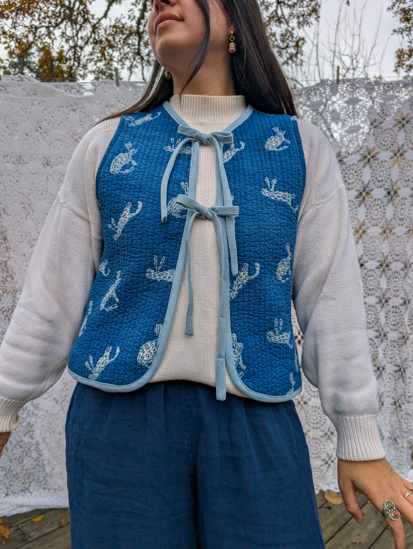 Warm Winter - Indigo Bunnies - Sold in pre-cuts*