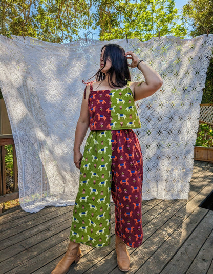 Horses in Chartreuse by En Marte - Linen Cotton