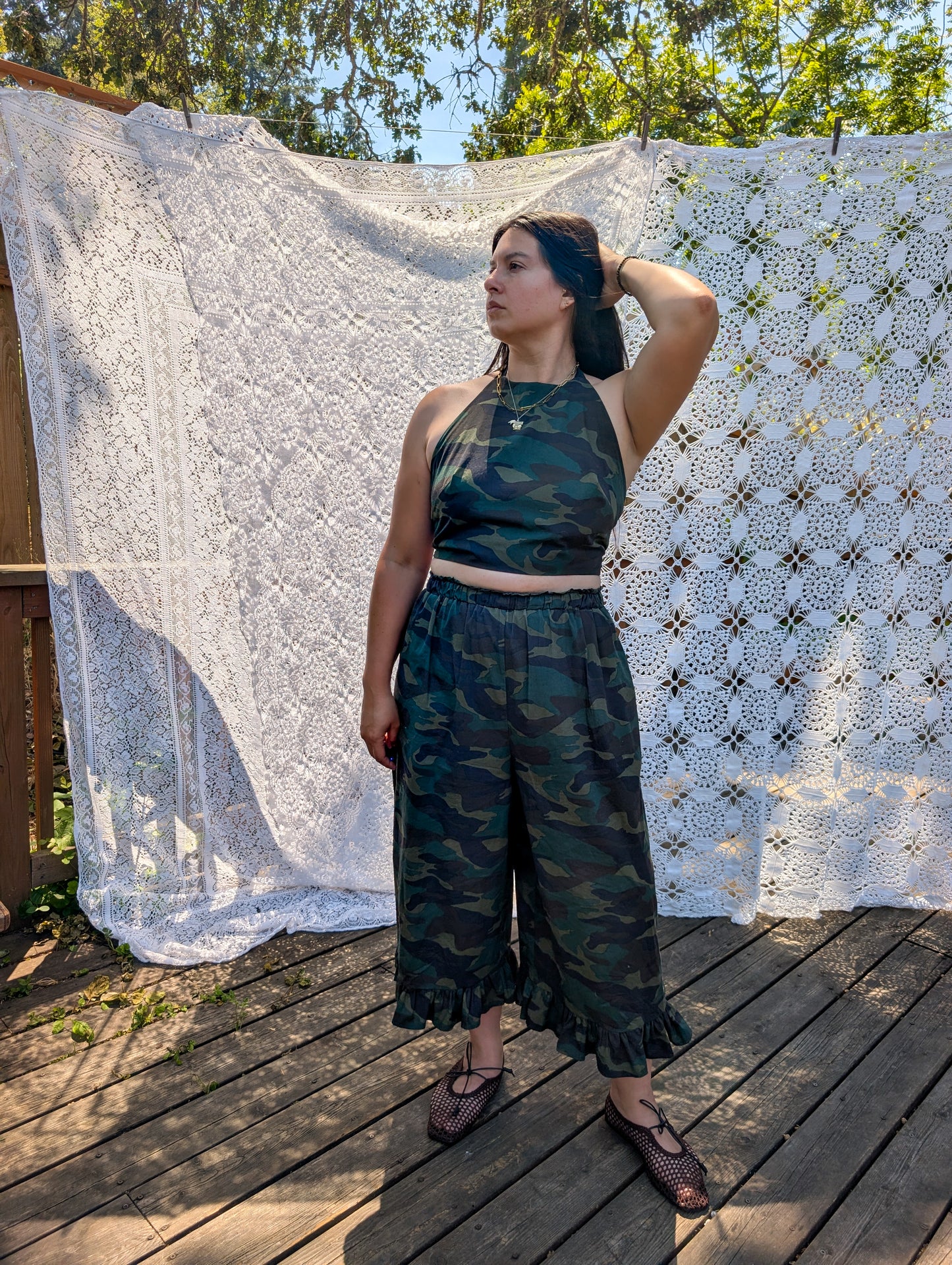 Crisp Cotton Poplin in Camo - Deadstock