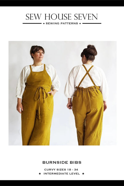 Burnside Bibs Sewing Pattern (Curvy Sizes 18-34) by Sew House Seven