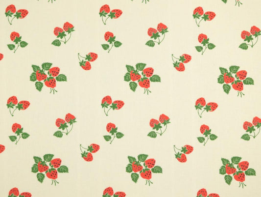 Cream Strawberry Fayre - Rayon Linen - RESTOCK COMING LATE MAY!