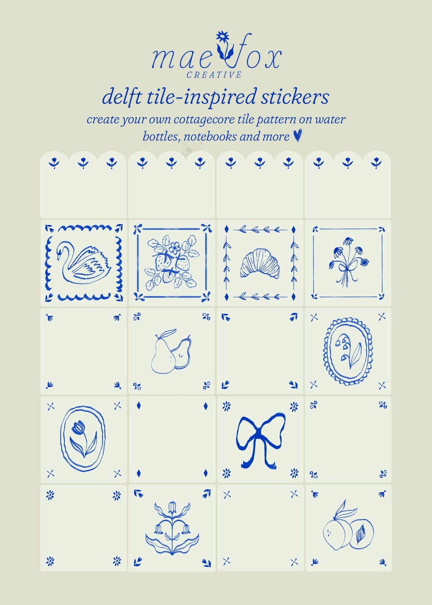 Delft Tile Sticker Sheet