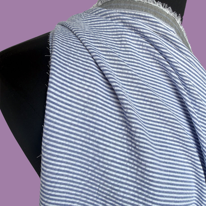 Cotton Seersucker Stripe in Blue - Deadstock