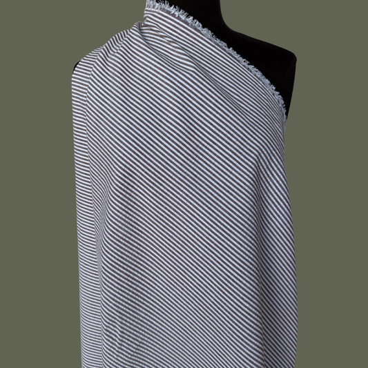 Cotton Seersucker Stripe in Brown - Deadstock