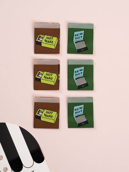 Matches Square Garment Labels: Multi Set of 6