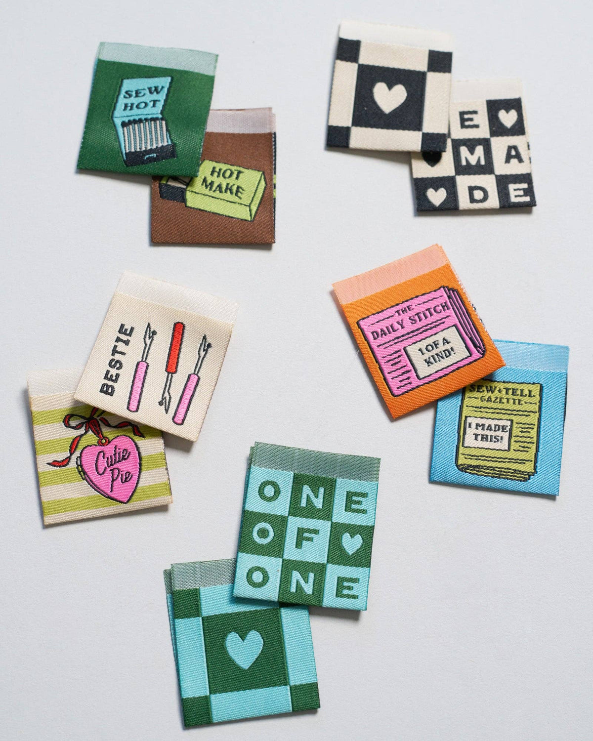 Matches Square Garment Labels: Multi Set of 6