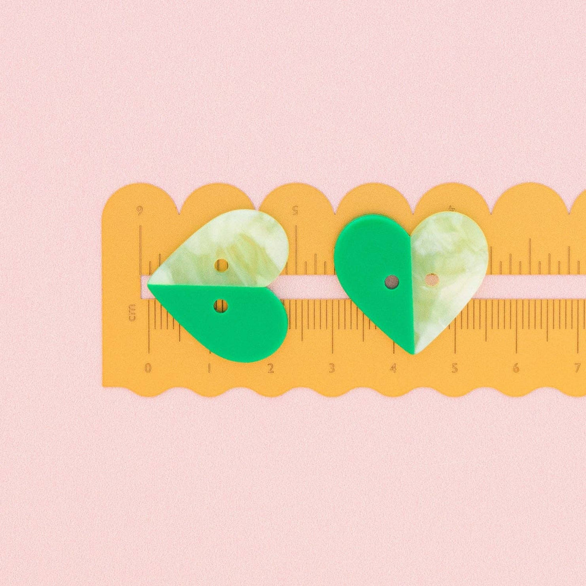 Green Two Toned Heart Buttons - 1" (25mm)