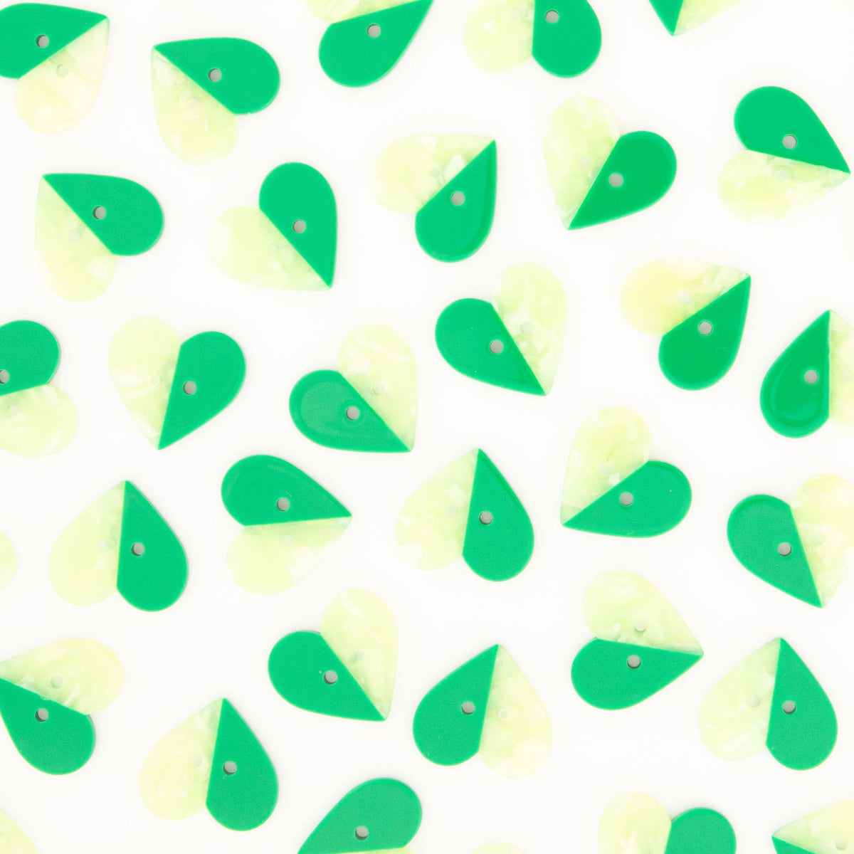 Green Two Toned Heart Buttons - 1" (25mm)