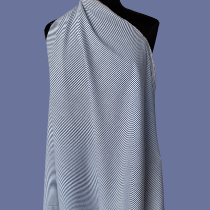Cotton Seersucker Stripe in Grey - Deadstock