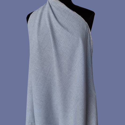Cotton Seersucker Stripe in Grey - Deadstock