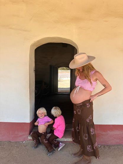 Wild West in Cocoa - Custom Embroidery on Linen Cotton