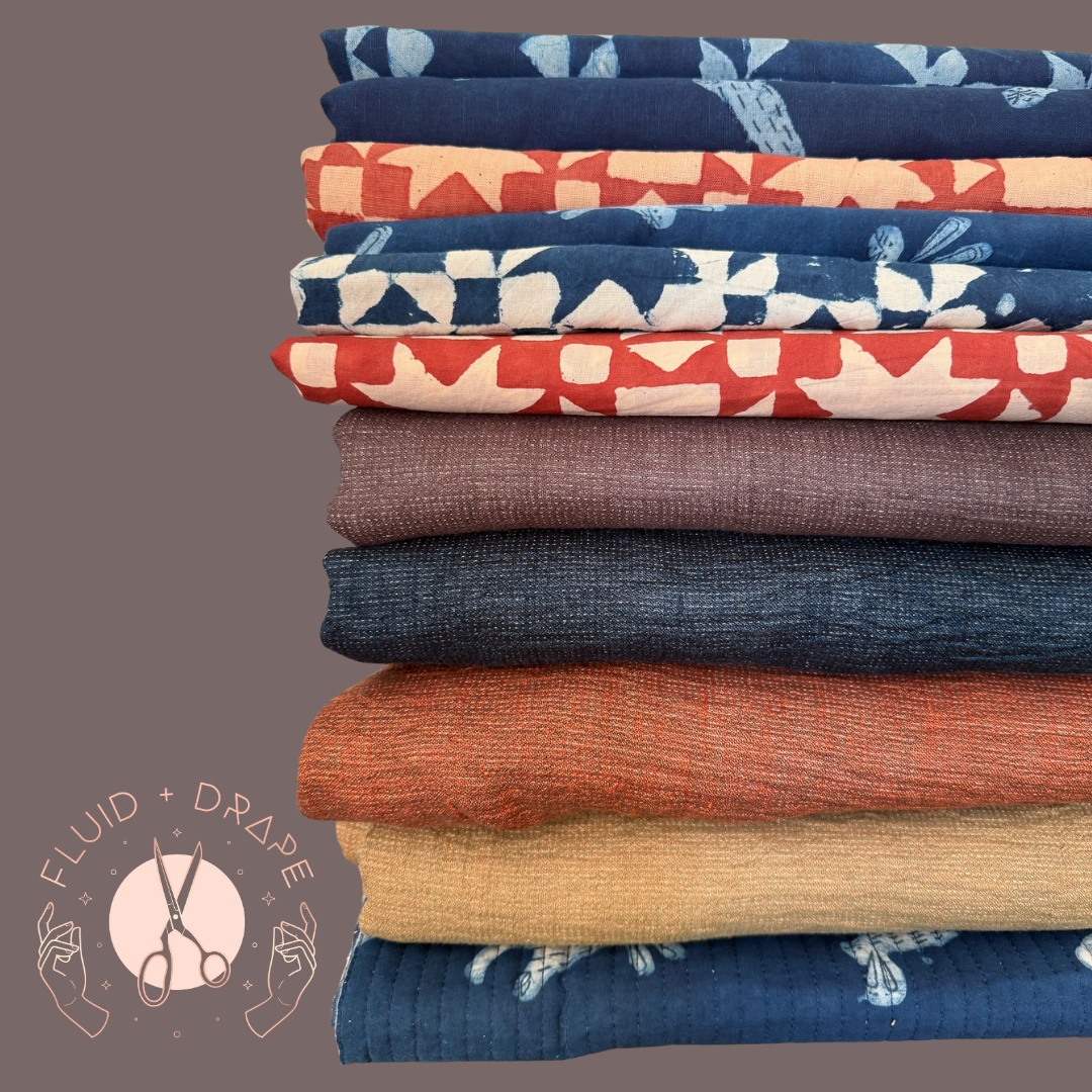 Sashiko-Textured Linen–Cotton Double Gauze