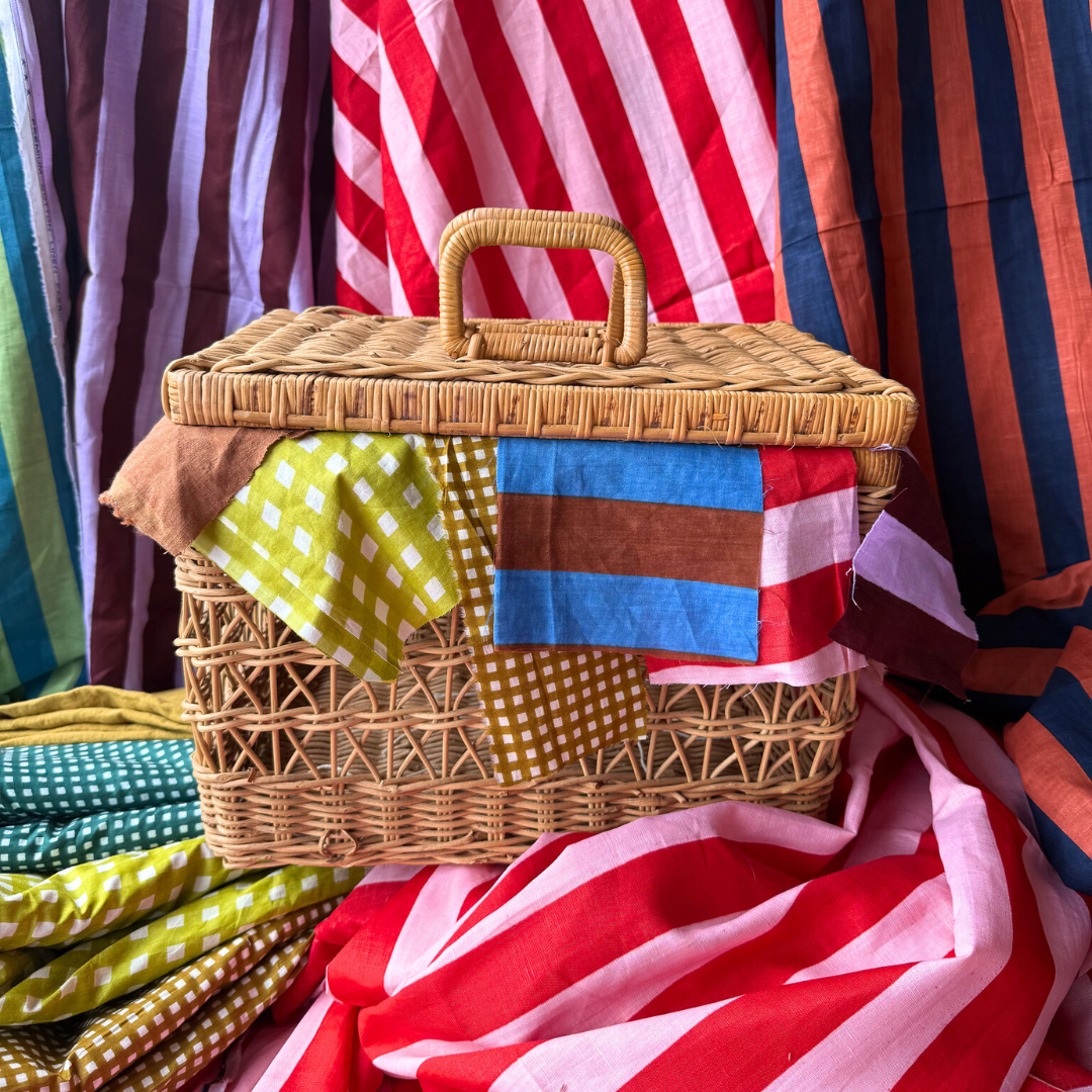 0.75 yard remnant - Wide Stripe in Electric Blue - Screen Print Cotton