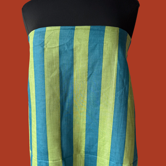 Wide Stripe in Green Apple - Custom Screen Print on Linen Cotton