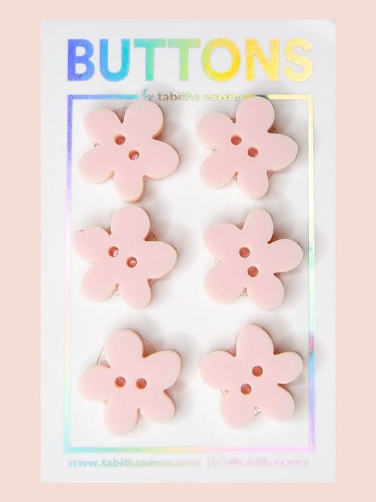 Pastel Pink Flower Buttons (0.75")