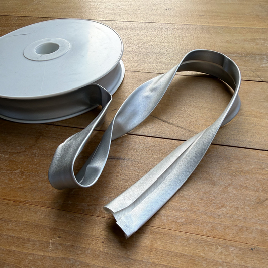 Bias Binding in Silver Pleather - 1" Single Fold - Sold by the Yard