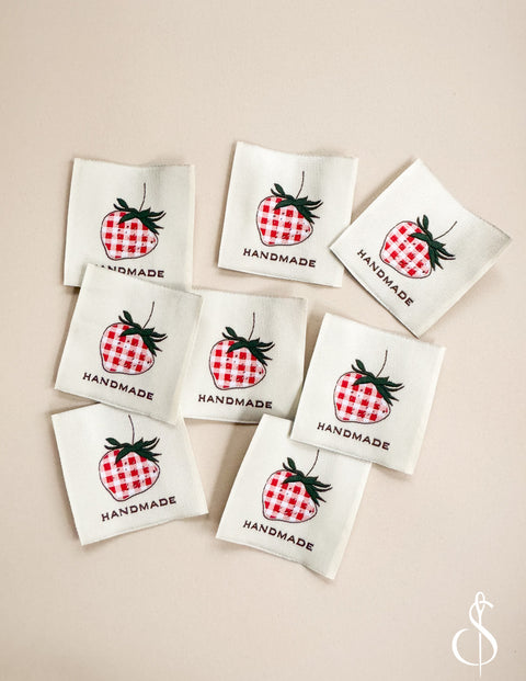 Red Gingham Strawberry Labels