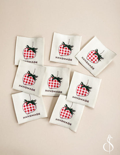 Red Gingham Strawberry Labels